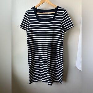 SAINT JAMES Nautical Striped Knit Dress Coastal French Parisian Preppy Navy 10